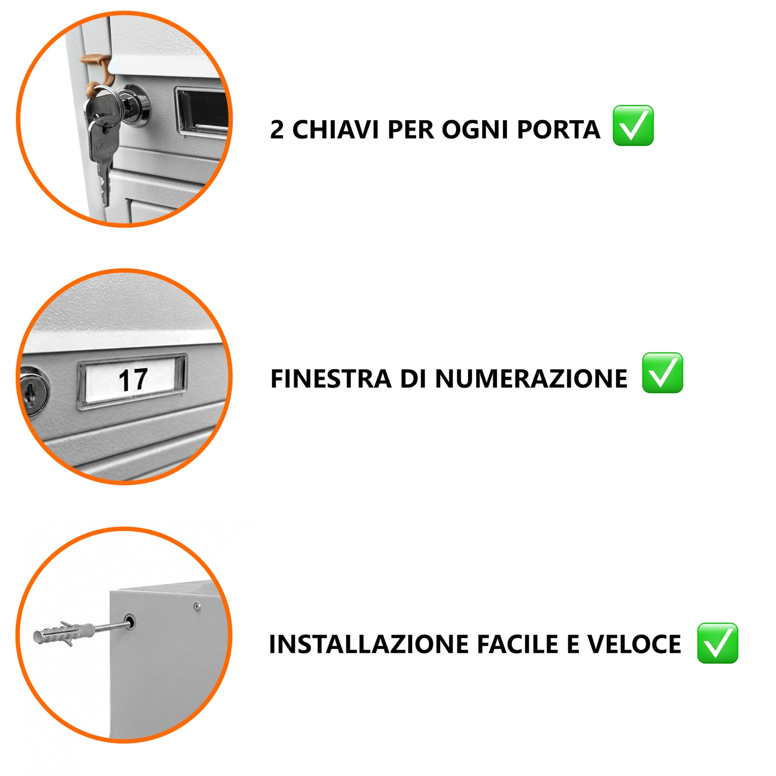 GLM Cassette postale condominiale 4 posti con fissaggio a parete grigio