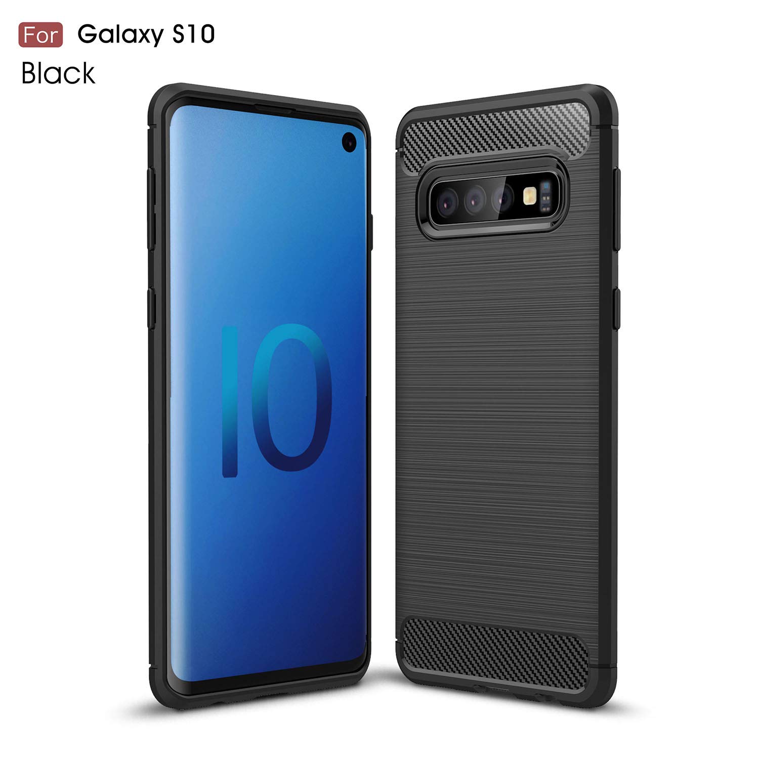 CruzerLiteCase Compatible with Cellphone Galaxy S10 Case, Carbon Fiber Shock Absorption Slim Case Compatible with Cellphone Samsung Galaxy S10 (Black)