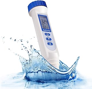 Digital Salinity Salt Water Quality Meter Tester Checker Water Pool and Koi Fish Pond, Hydroponics, Gardening, Aquariums with Temperature 70ppt Water Quality Tester IP65 Waterproof Rate