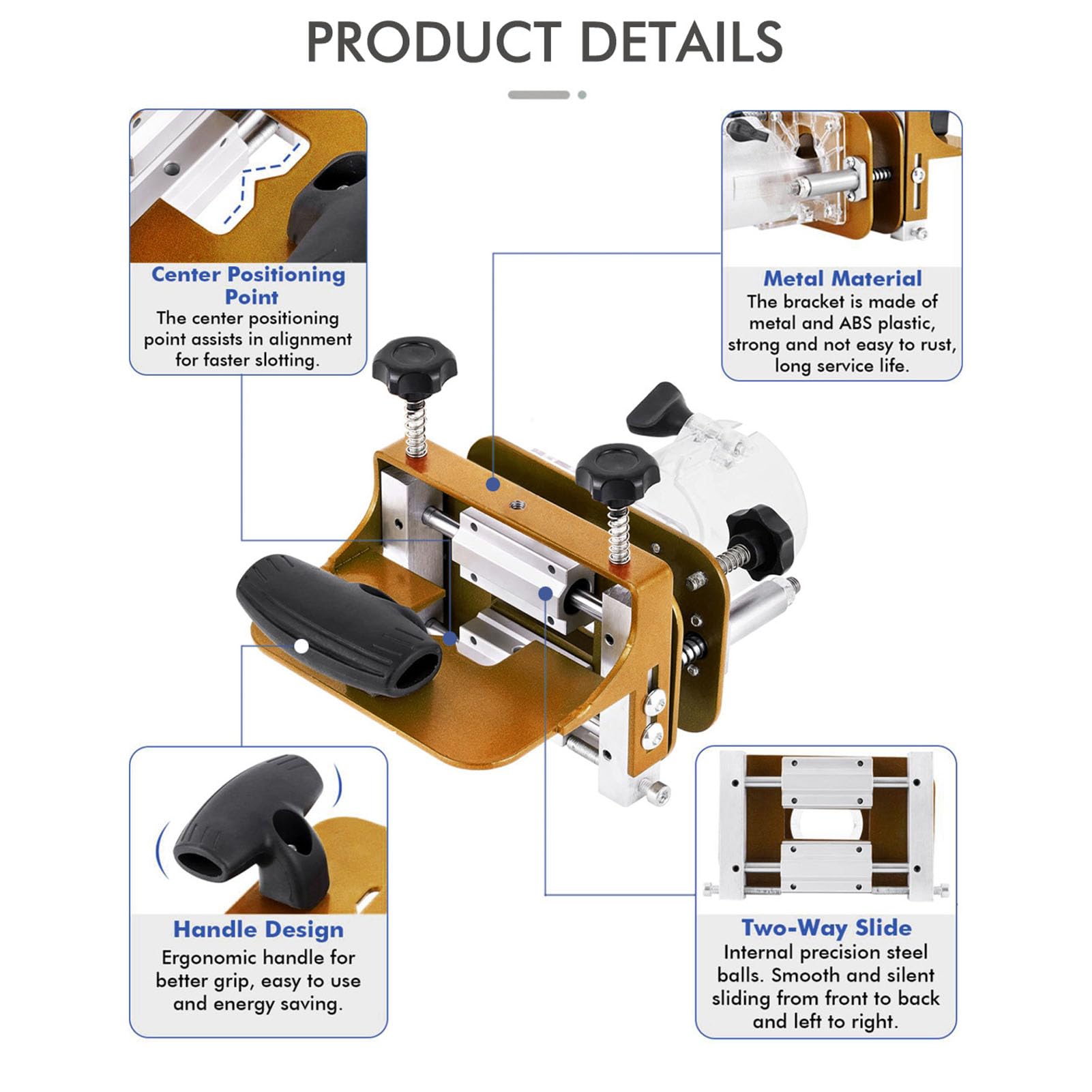 Mortasatrice 2 in 1, Localizzatore di scanalature per fresatrice per legno, Mortasa e tenone regolabili in acciaio inossidabile con personalizzazione larghezza profondità altezza,