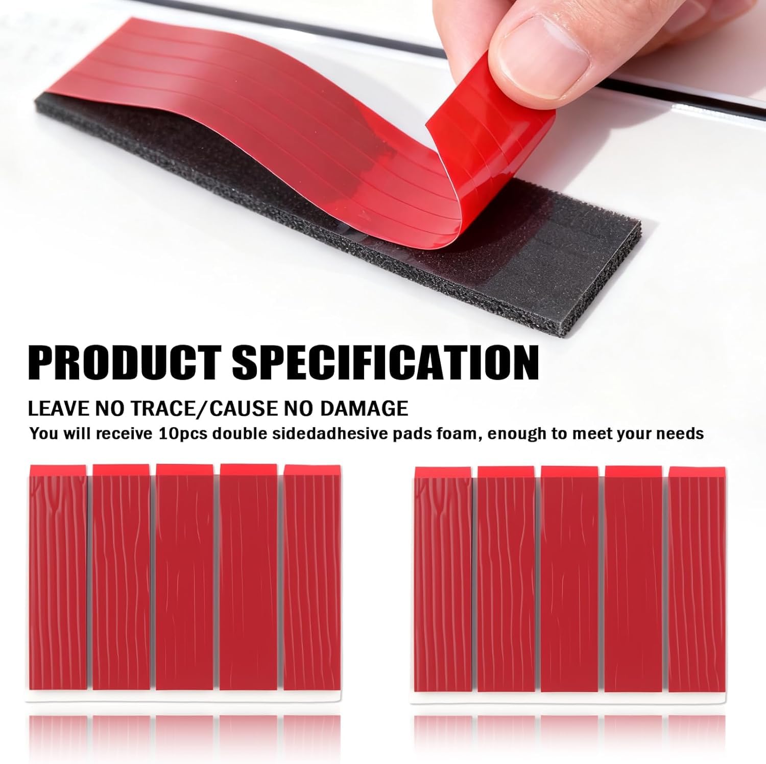 Number Plate Sticky Pads 10 Strips – Extra Strong Double Sided Sticky Pads for Car Number Plates, Heavy Duty Adhesive Pads for Registration & License Plates, Drill-Free Fixing Kit (3mm Thick) — view 6