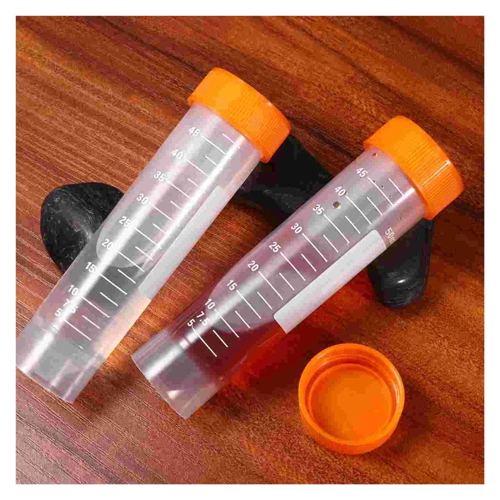 50 Pcs Centrifuge Tube Flat Bottom Laboratory Tubes Screw Port Conical Tubes With Scale Educational Equipment