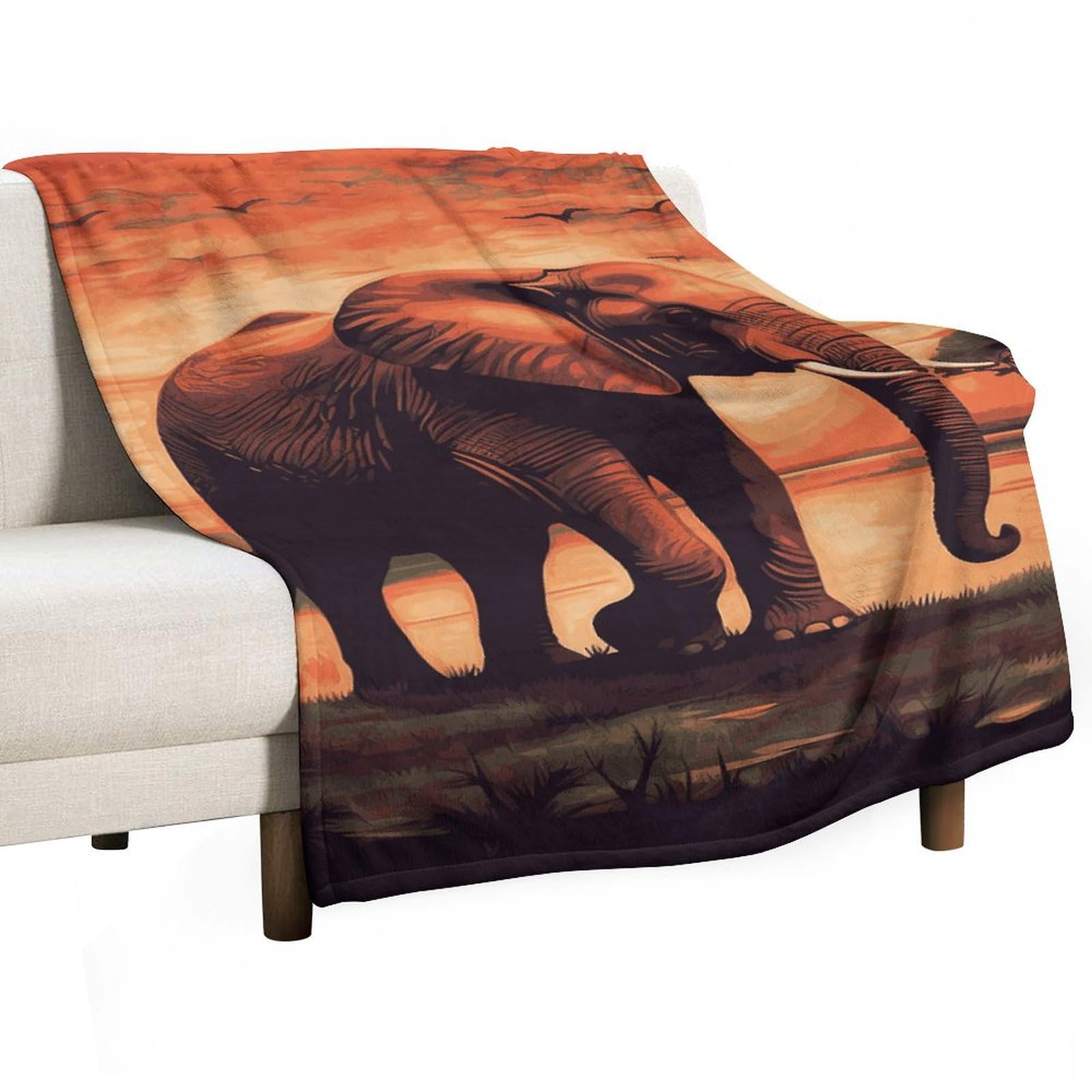 Couverture en flanelle éléphant 76x127 cm légère pour lit