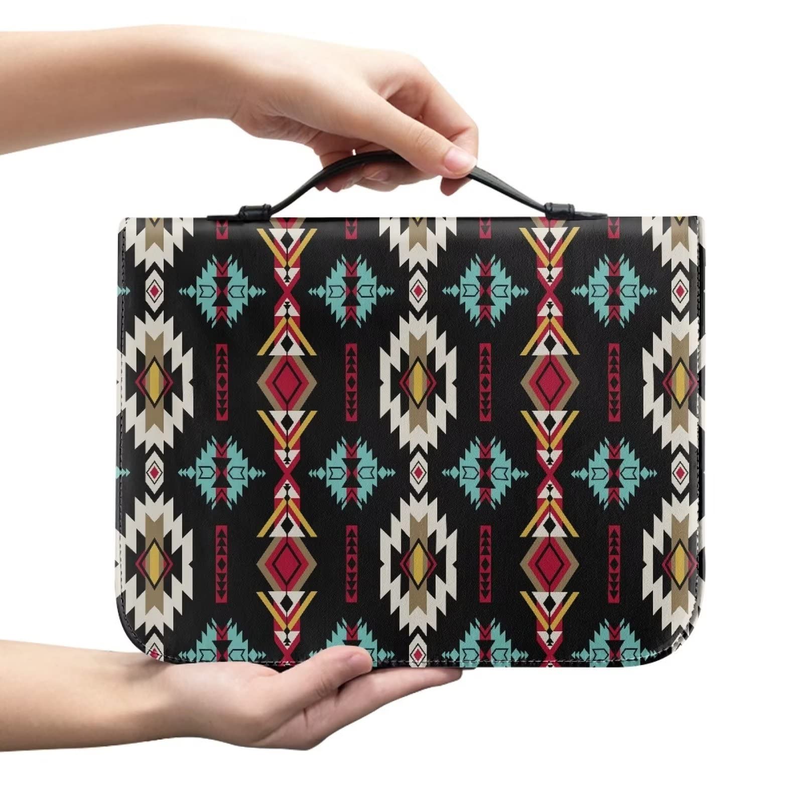 ZIATUBLES Bijbelhoes tas tribal geometrische print Bijbel draagtas boek
