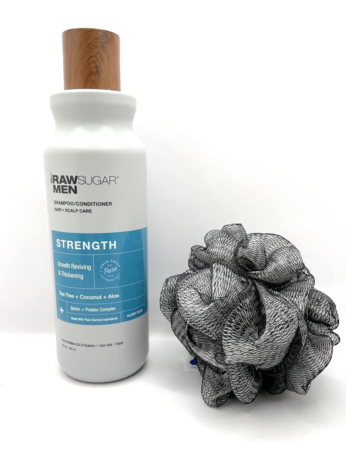 RAW SUGAR Men's 2in1 Strength Shampoo & Conditioner. Tea