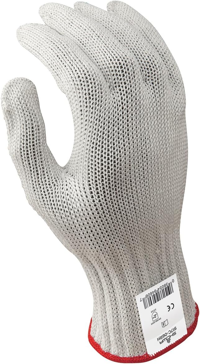 Showa Best 917C D/Flex HPPE Yarn Fiber Glove, Right Hand Dotted Palm Grip, 7 Gauge Seamless Knit, Cut Resistant, Large (Pack of 1 Glove)