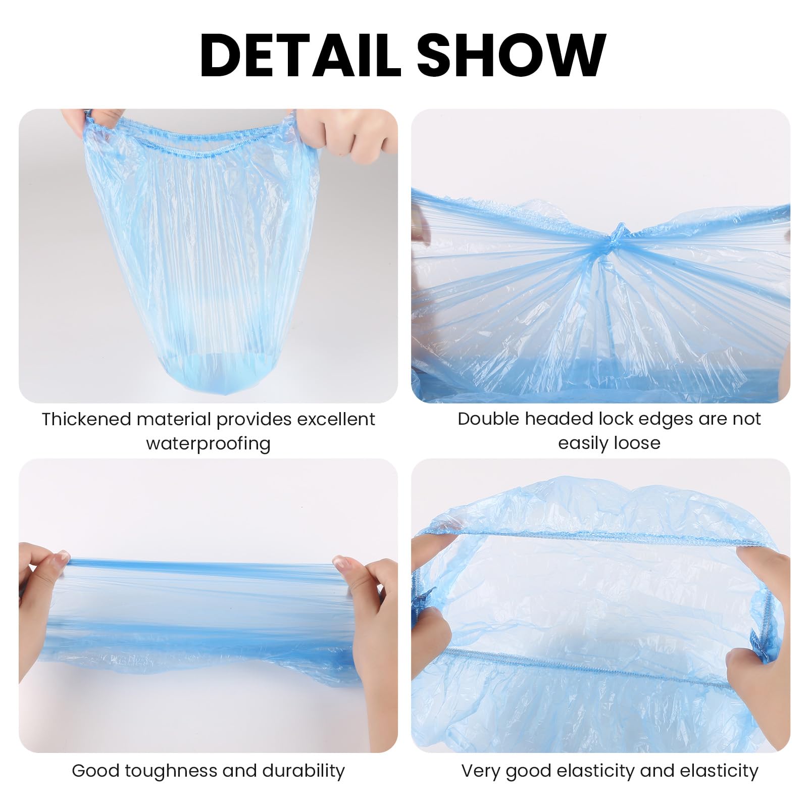 100PCS Disposable Shower Caps,Waterproof Hair Caps,Multi-Purpose Thickened Plastic Elastic Bath Caps for Women Home Use,Hair Salon - Image 3