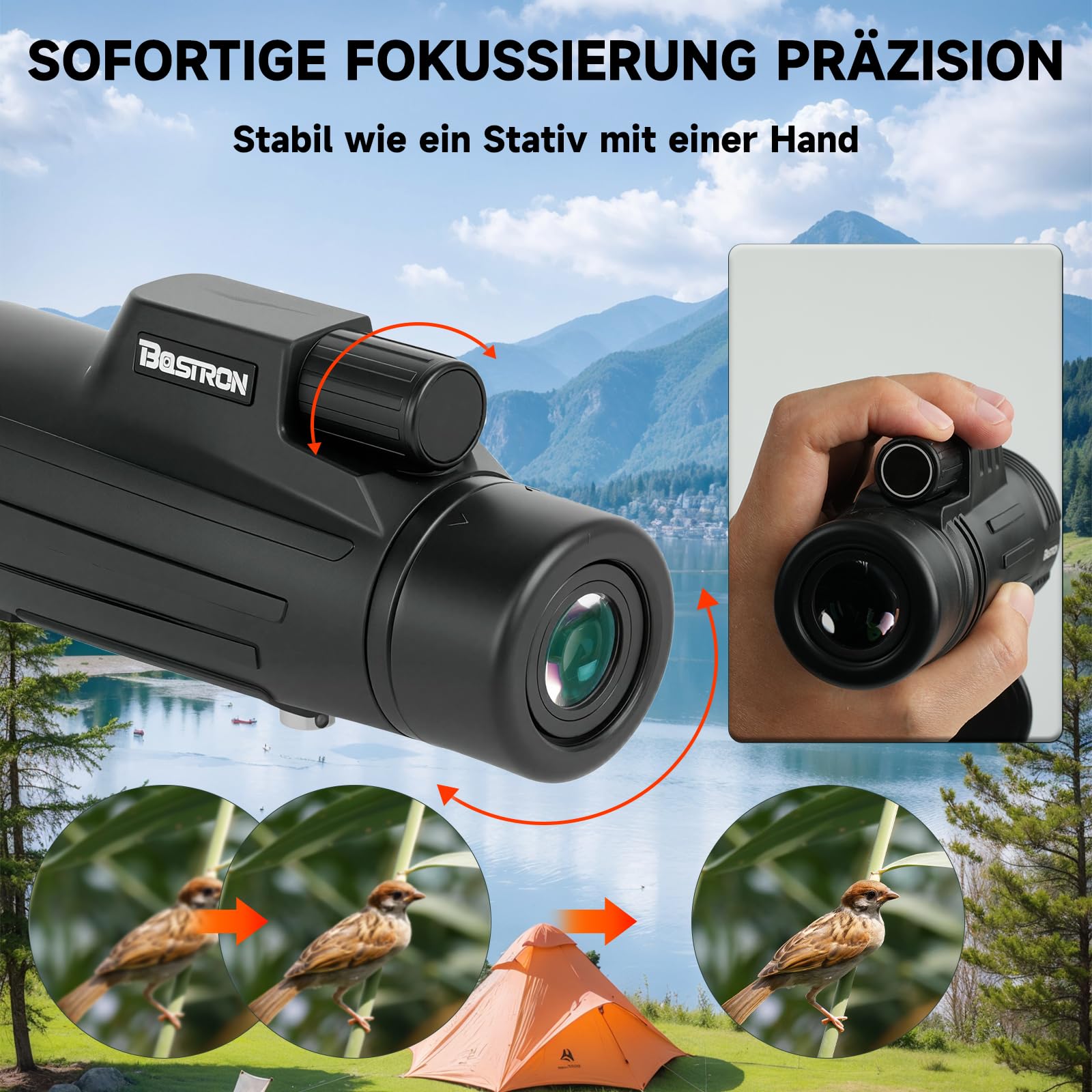 OY7 1042 Monokular 10x42 dla Dorosłych Wysoka Rozdzielczość Kompaktowa Lornetka 42mm Obiektyw Twist-up Okulary do Obserwacji Ptaków Polowań Wędrówek Koncertów
