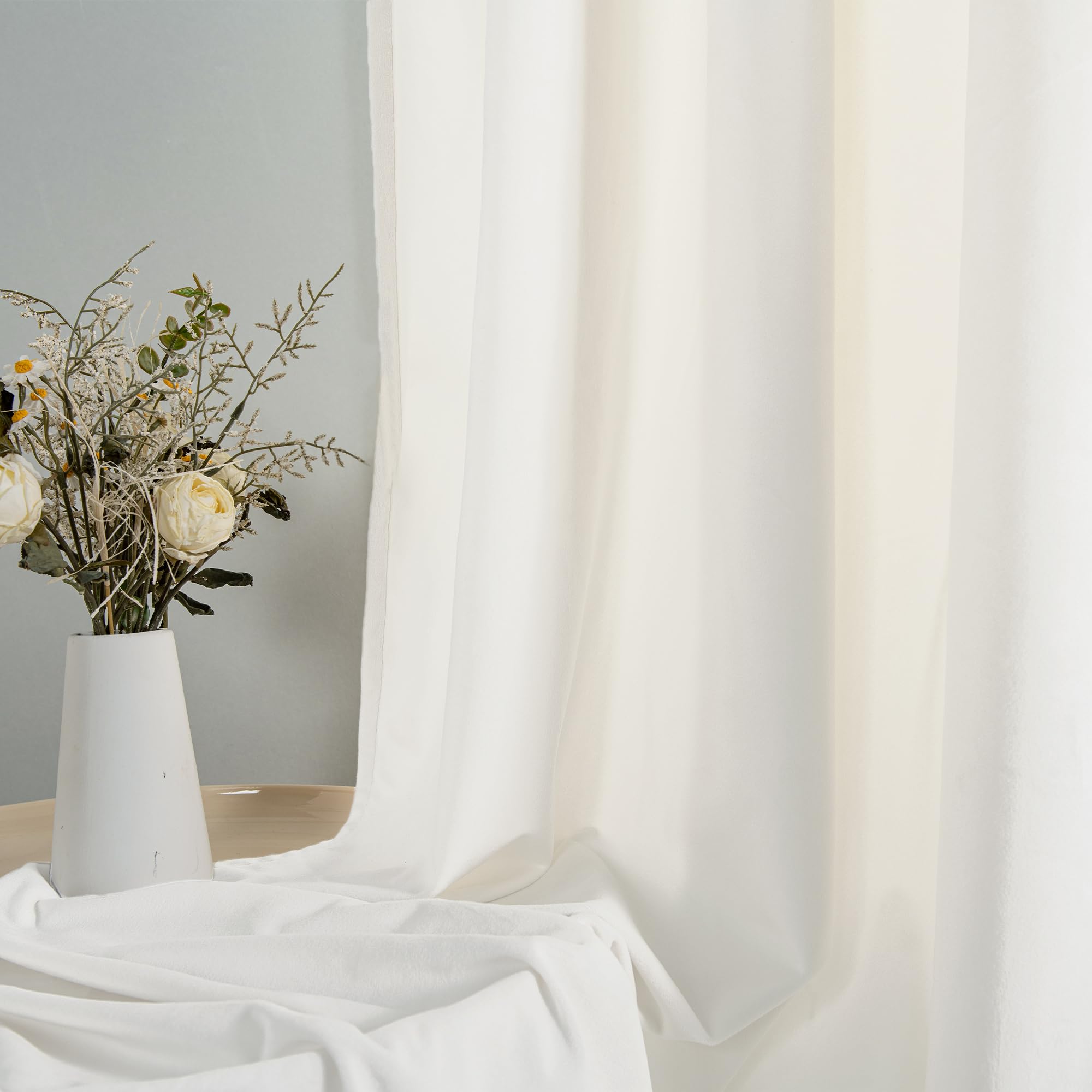 Hiasan Tende in velluto bianco crema, lunghe 213,4 cm, eleganti pannelli che bloccano la luce solare, tende per la privacy, con tasca per asta, tende per finestra, per camera da letto/porta scorrevole