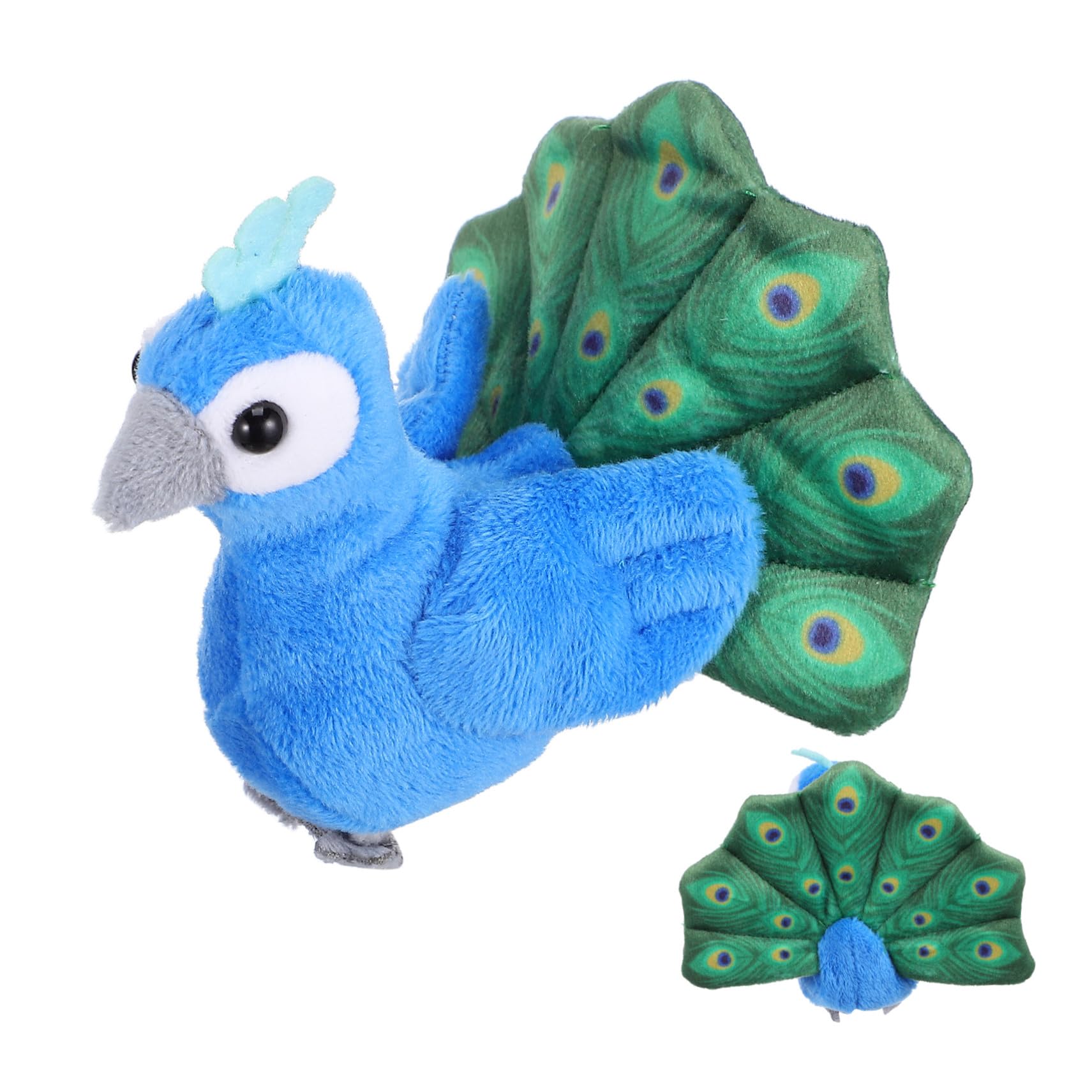 Marionnette à Doigts Jouet Interactif Mini Paon en Peluche Bleue et Accessoire de Narration pour Garçon et Filles pour Activités Itinérantes