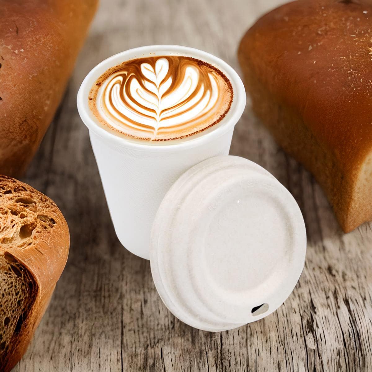 9 oz Cup Lids [Pack of 50], 3.1-in Diameter, Heavy-Duty, 100% Biodegradable, Home Compostable, Plastic-Free, BPA-Free, Made of Eco-Friendly Plant-Based Sugarcane Bagasse