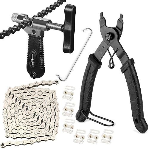 Miniatura 11 de Kit de herramientas para cadena de bicicleta con cadena de 6/7/8 velocidades, rompedor de cadena de bicicleta con gancho, alicates de eslabón y 6