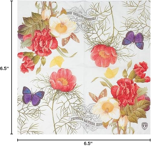 Miniatura 5 de Wrapables Servilletas de papel florales de 2 capas (40 unidades) para bodas, cenas, fiestas de té, decoración decorativa, mariposas rosadas