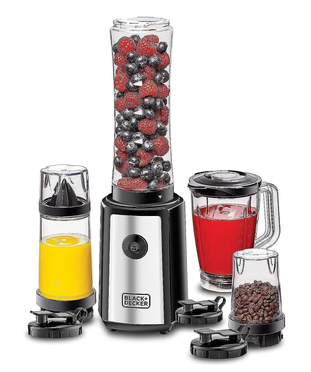 خلاط رياضي شخصي صغير من بلاك اند ديكير، بقوة 300 وات، 16 قطعة 4 في 1، لصناعة عصير السموذي واداة عصر الحامض ومطحنة، فضي/ اسود- موديل SBX300BCG-B5، ضمان لمدة عامين، 300.0 واط صورة المنتج 1