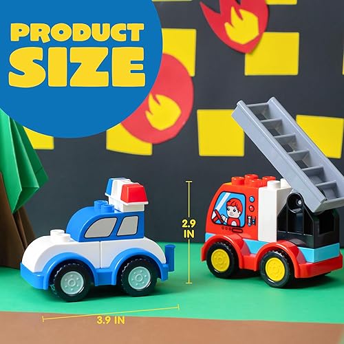 Miniatura 7 de JOYIN Juego de 80 bloques de construcción de automóviles para niños pequeños, 12 vehículos diferentes, construye tus propios autos de juguete,
