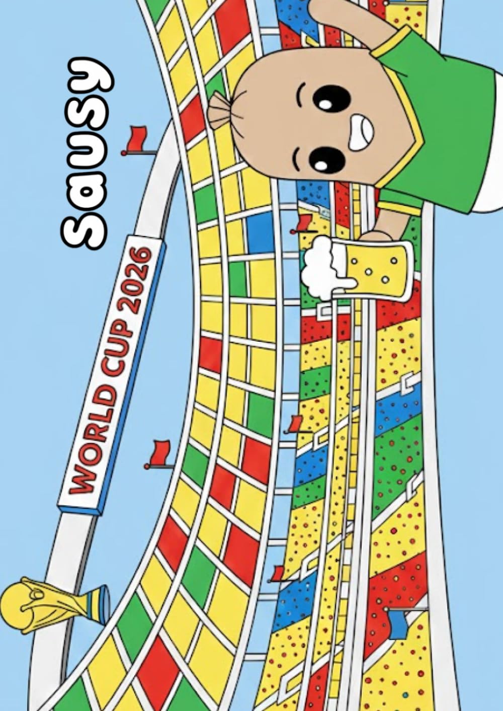 Sausy at the World Cup: Simple Soccer Scenes for Stress Relief