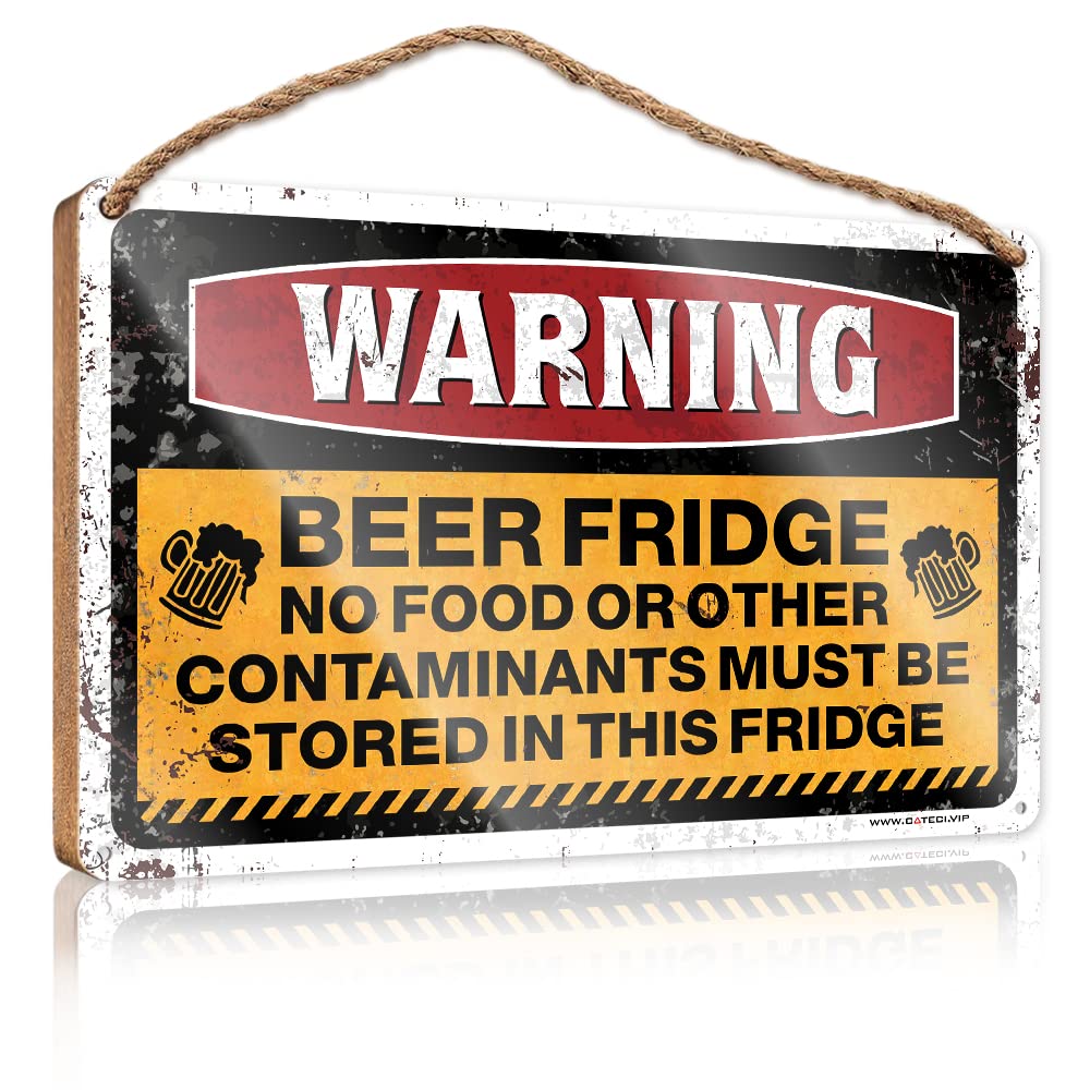 FZFN Wood Signs Decor Warning Beer Bridge Wooden Sign Bathroom Signs For Door Boys Bedroom Decor(23X35CM)