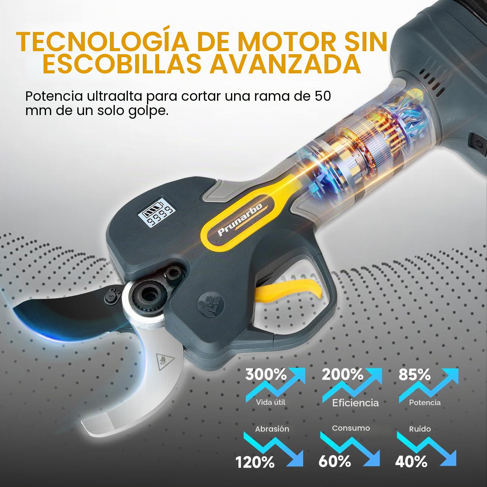 Tijera de Poda Eléctrica 50mm Compatible con Makita 18V | Solo Herramienta Sin Batería Ni Cargador, Motor Sin Escobillas, Hoja SK5, Ideal Para Poda Profesional