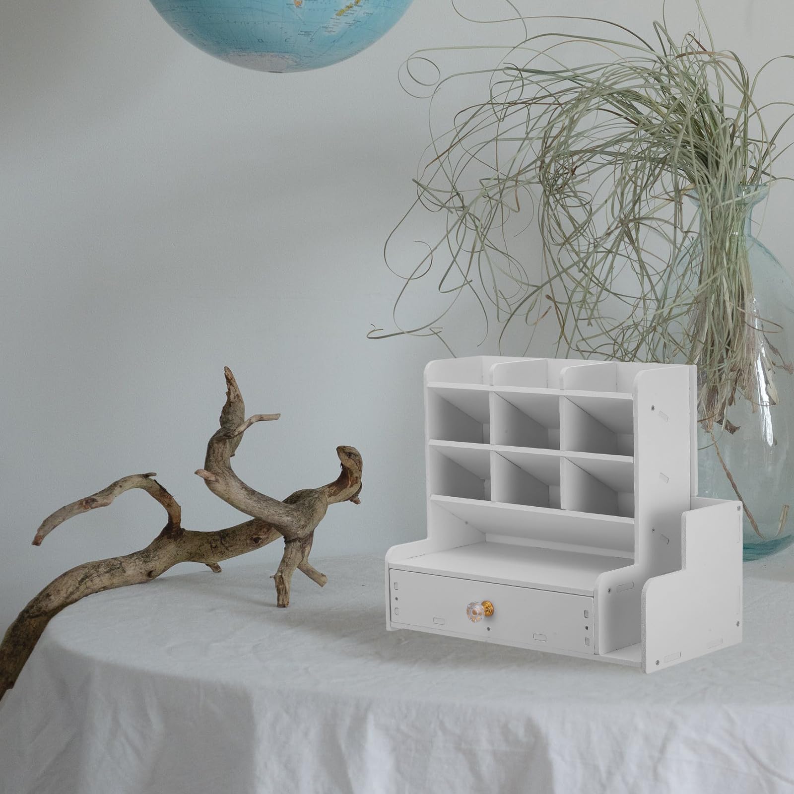 Organizador de Marcadores de Escritorio de Madera Plástica Blanco