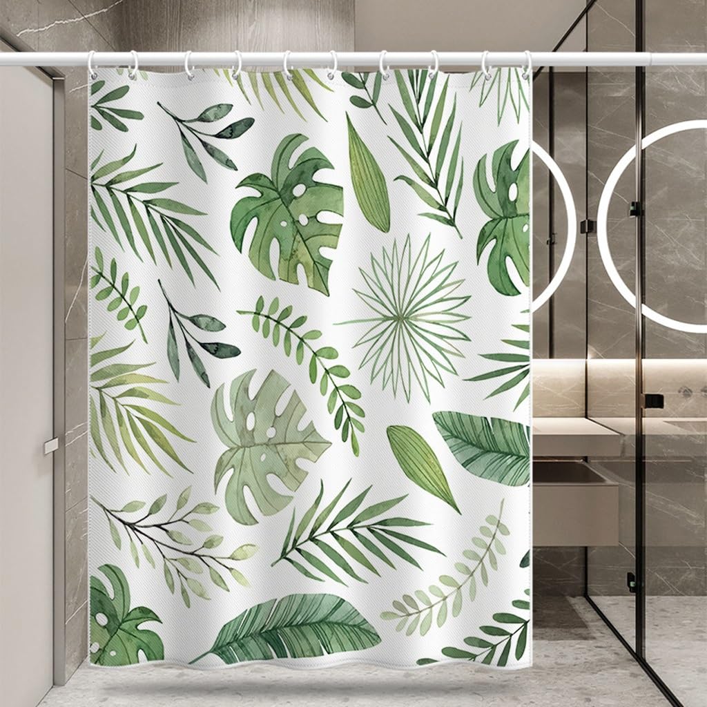 NZPOST Cortina de Ducha de baño Patrón de Planta Cortina de Ducha Impermeable Baño Cortina de Puerta de Bloque Engrosado Cortina de partición de Tela de poliéster para el hogar