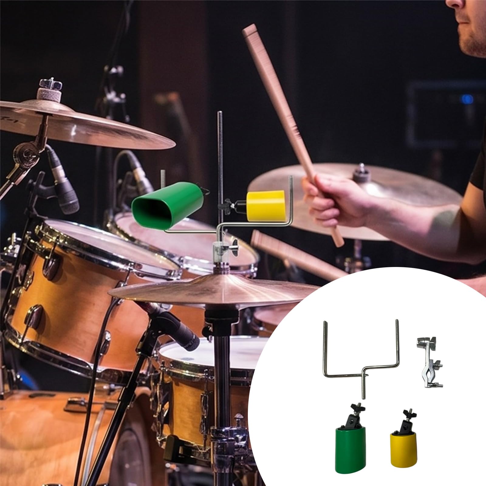 Handcraft Orff Percussion Cowbell Musical Instrument Drum Set Extension Mount Clip con suono ricco per bambini e adulti Orff Set di strumenti a percussione