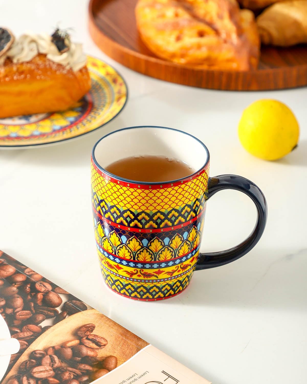 glowworm Coffee Mugs Set of 6, 16 oz Ceramic Coffee Mug with Handle, Large Coffee Cups for Latte, Cappuccino, Milk Dishwasher & Microwave Safe, Bohemian - Image 7