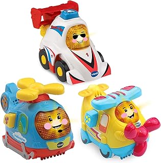 VTech Toot-Toot Drivers Baby Car Toys, 3 Pack Including Helicopter Toy, Toy Car & Aeroplane Toy, Interactive Toys for Toddlers Boys & Girls 1, 2, 3+ Year Olds