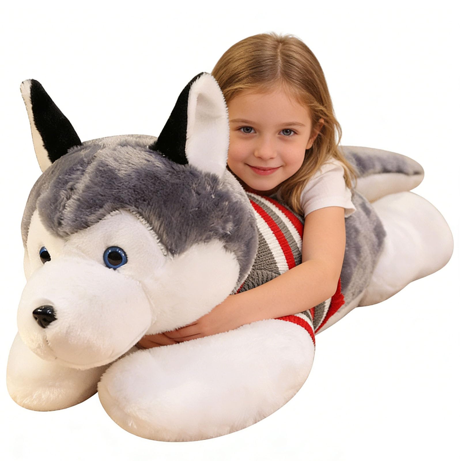 JORCEDI Husky Stuffed Animal, Large Husky Stuffed Animal, Giant Stuffed Animal, Cute Husky Plush Toy Doll, Fluffy & Cuddly Gift for Children, Boys, Girls (50cm)