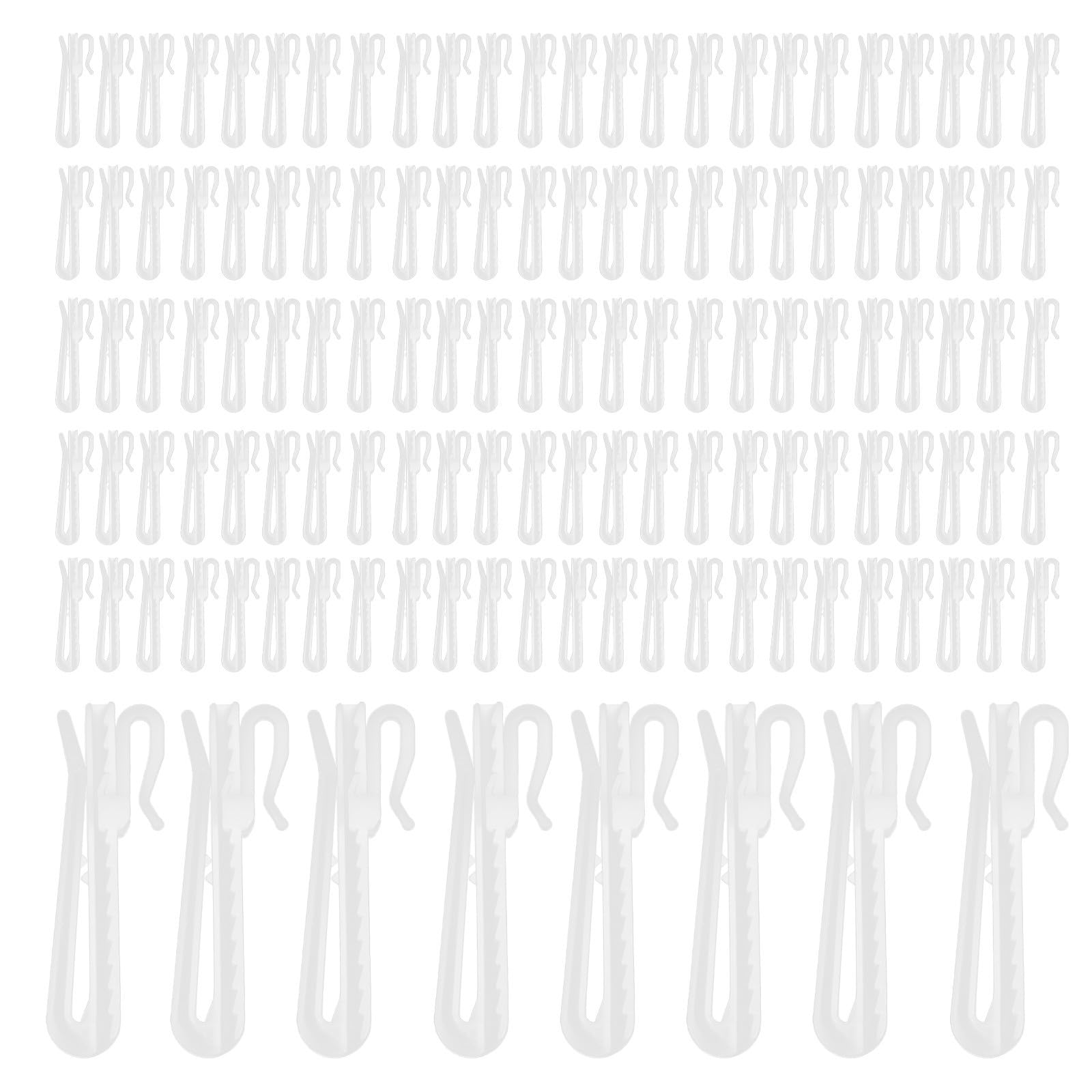 Ganci per Tende Design Semplice e Compatto in Plastica Bianca 100 Pezzi Angoli Arrotondati Accessori per Tende Interne Regolabili