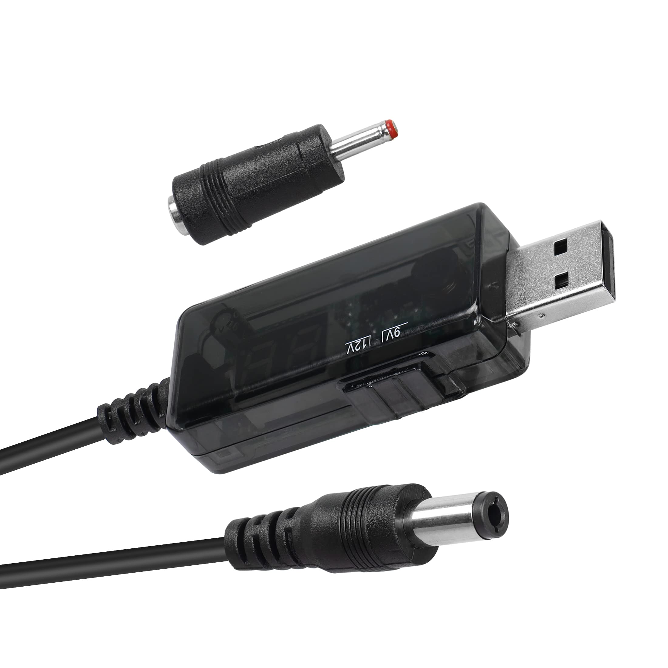 YACSEJAO USB 5 V auf 9 V/12 V Step Up Kabel 0,8 m USB auf 9 V, 5 V auf 12 V Step Up Spannungswandler mit DC Buchse 5,5 x 2,1 mm (3,5 x 1,35 mm)