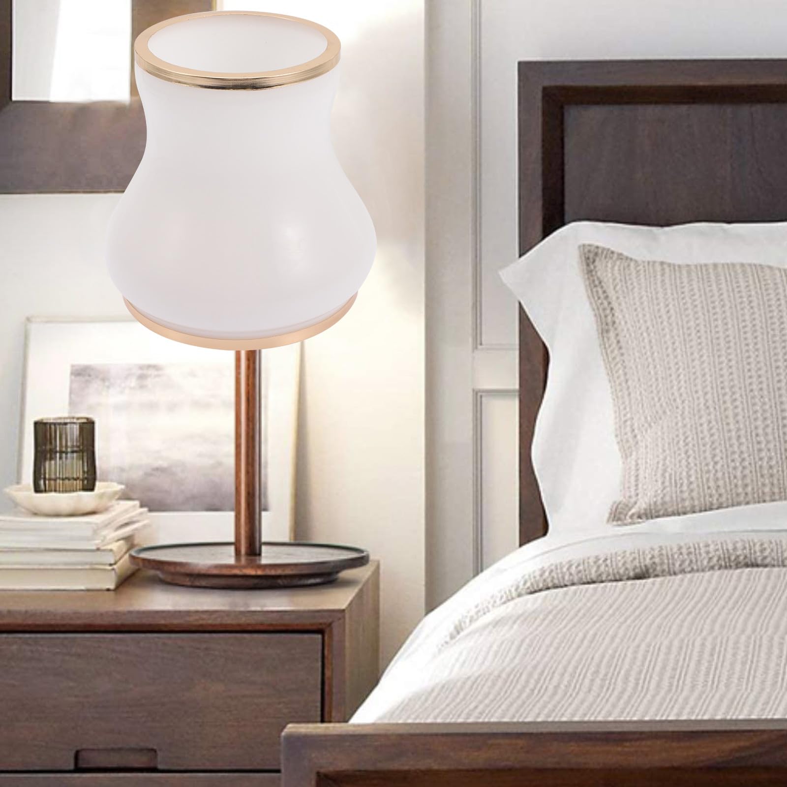 TIDTALEO Paralume in Vetro Bianco per Lampada da Interno E14 Coprilampada Piccolo Foro 3 CM Sostituzione Vetro per Lampada da Soffitto e Applique Accessorio Illuminazione Casa