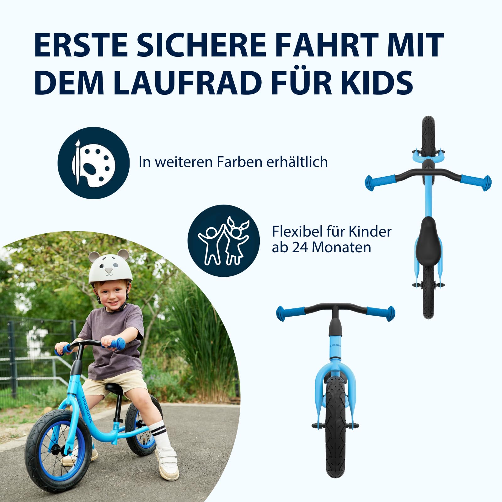 HUDORA Laufrad Up 12,5 Zoll in versch. Farben - Leichtes Lauflernrad - Gleichgewichtsrad mit hoher Kippstabilität - Lauflernspielzeug für Kinder - Kinderspielzeug mit 2 Rädern