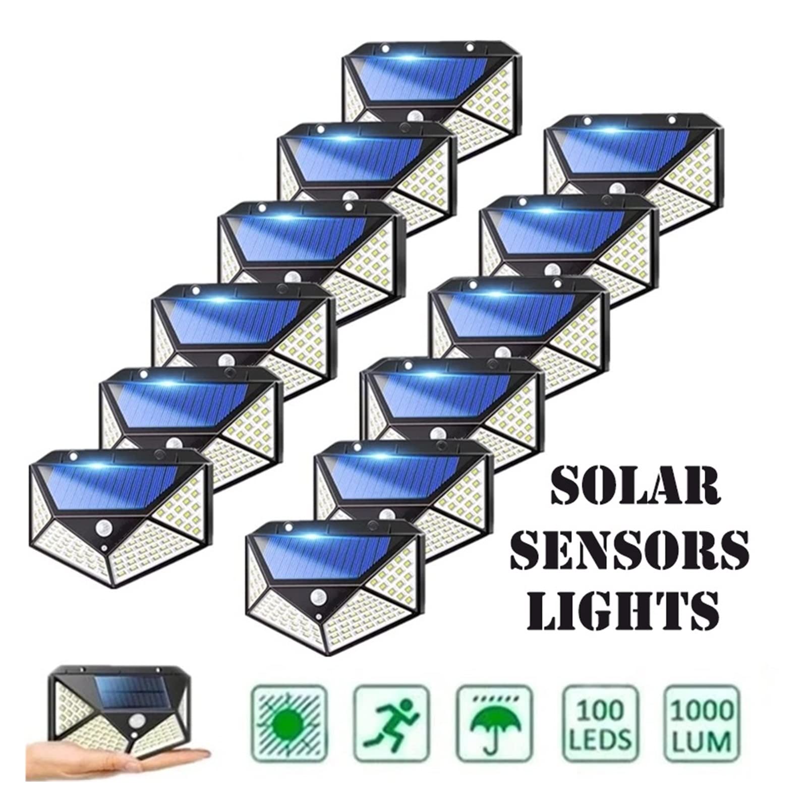 Zewnętrzne światła słoneczne 100 LED Solar Zewnętrzna lampa ścienna Solar Lampa ścienna PIR Czujnik ruchu Wodoodporna lampa solarna do dekoracji ogrodu Łatwy w instalacji