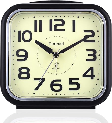 Miniatura 4 de 5.5" Large Analog Alarm Clock Silent Non Ticking, Glow in Dark dial, Gentle Wake, Beep Sounds, Increasing Volume, Battery Operated Snooze and Manual