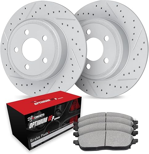 R1 Concepts Kit de frenos y rotores traseros  Pastillas de freno traseras Rotores y pastillas de freno  Pastillas de freno y rotores Optimum OEp