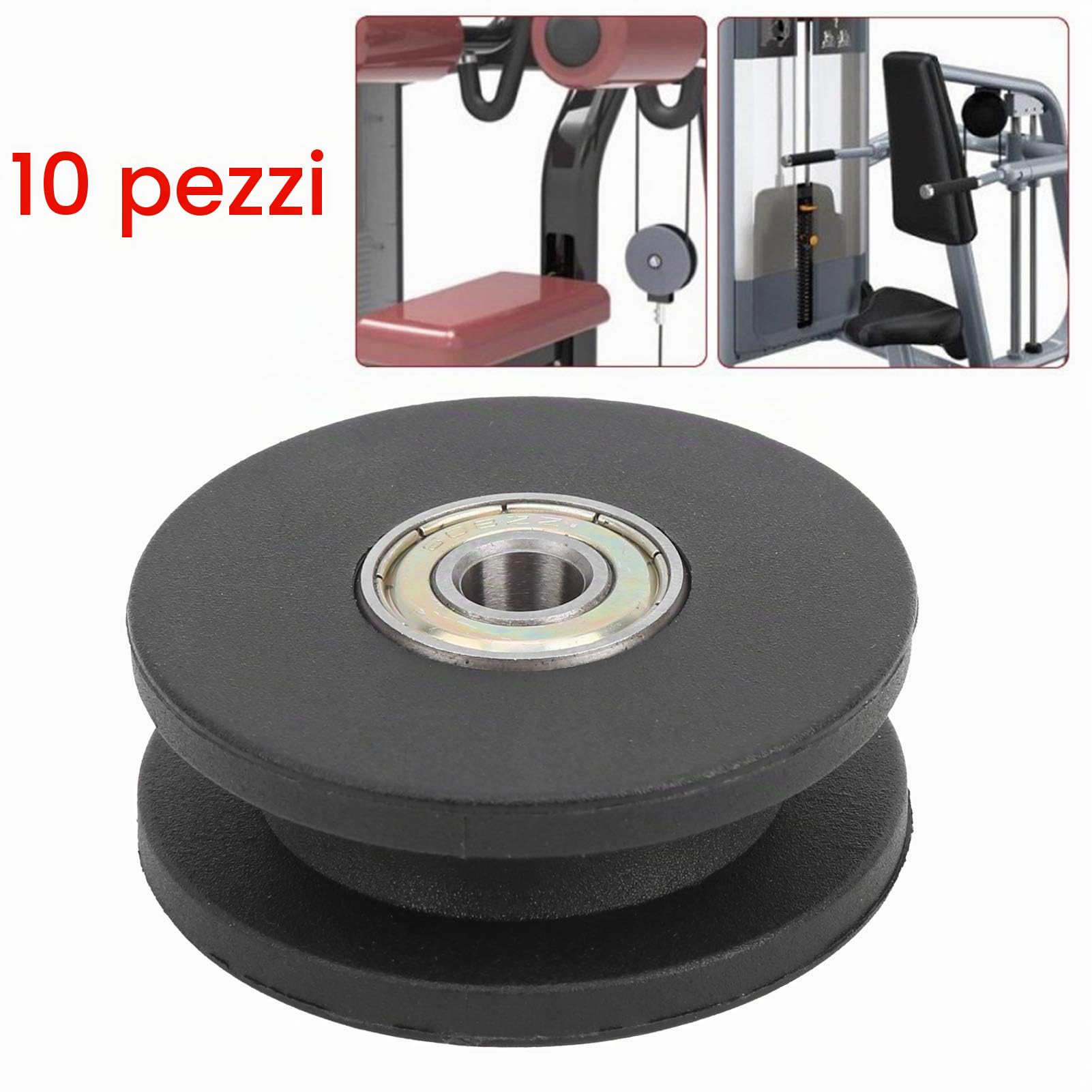 10 Pz 50mm Cuscinetto in nylon Ruota Puleggia Cuscinetto Fitness Sostituzione Ruota Puleggia Attrezzatura da palestra a casa Attacchi per macchine Esercizio Accessorio per allenamento della forza