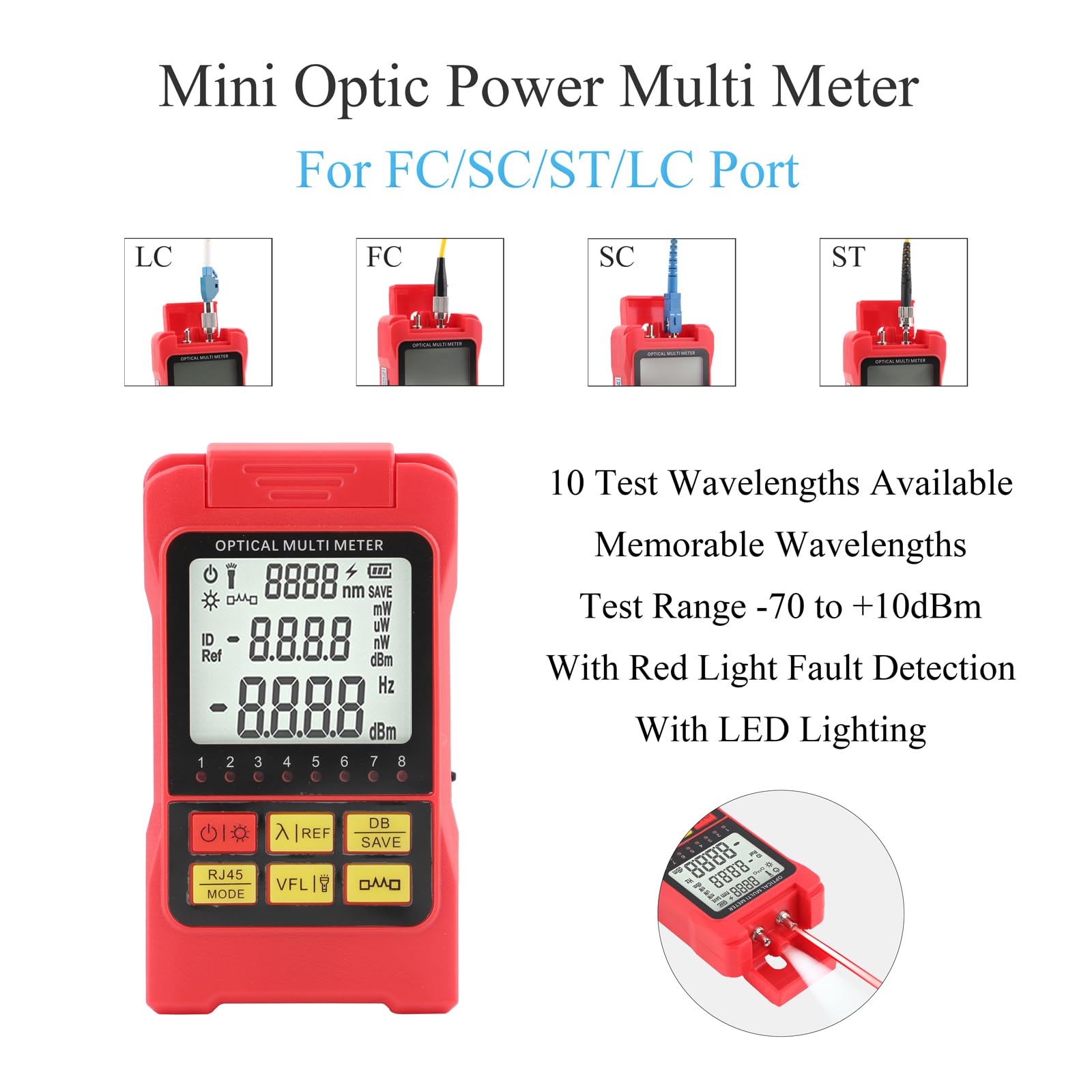 Glasfaser Werkzeug Set Fiber Optic Ftth Tool Kit Glasfaser Werkzeug Set mit LWL Cleaver, Optischer Leistungsmesser, 10x SC/APC SC/UPC Glasfaser Adapter, Glasfaser-abisolierzange und Faser Stripper