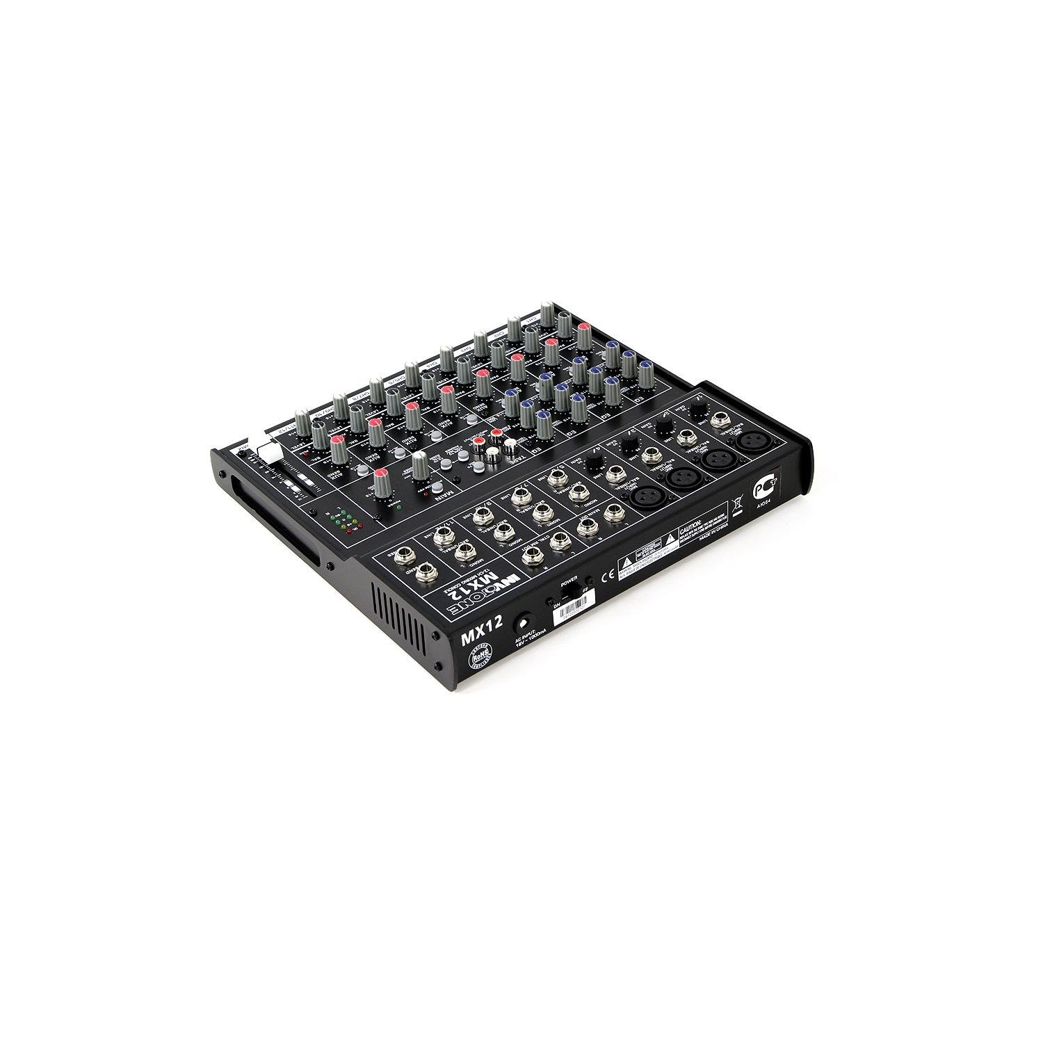MX12 PA-Studio Mischpult 12-Kanal Bühnen-Mixer Mischer (+48V Phantomspeisung für Kondensato