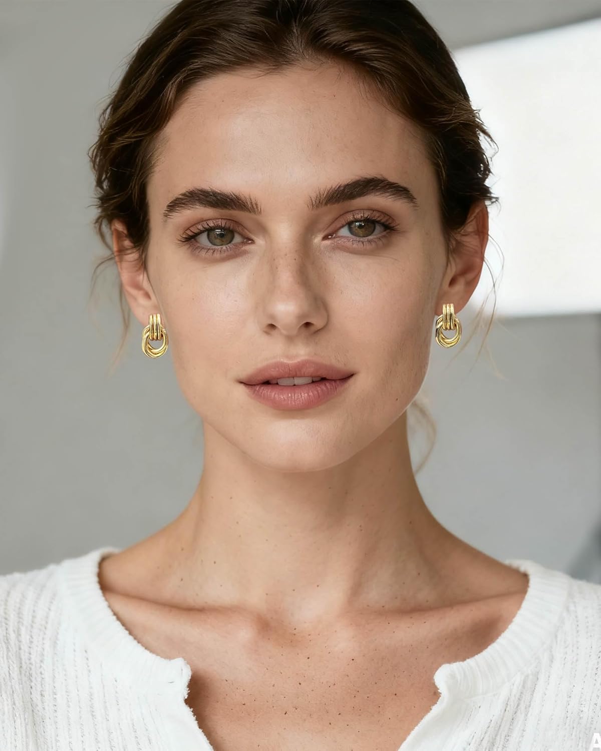 Hypoallergenic 14K Gold Plated Knot Earrings for Women, Chunky Gold Plated Drop Dangle Earrings Lightweight Fashion Geometric Jewelry Gifts for Women Trendy - Image 3