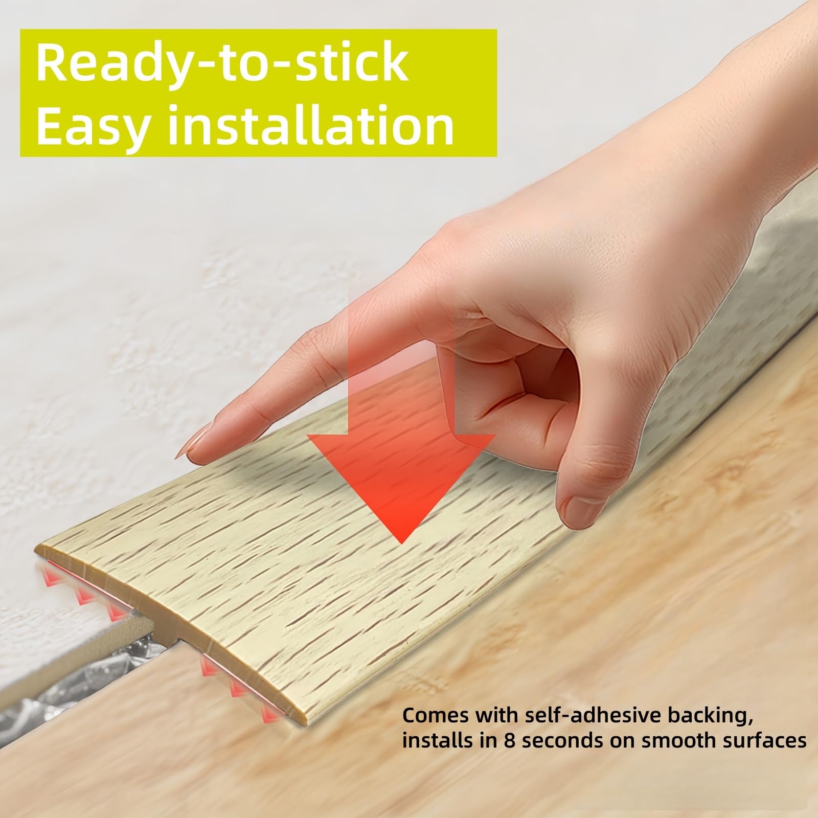 Tira de transición autoadhesiva de PVC laminada de 5 m, perfecta para proteger y resaltar los bordes del suelo en zonas de alto tránsito, fácil de instalar (nogal)