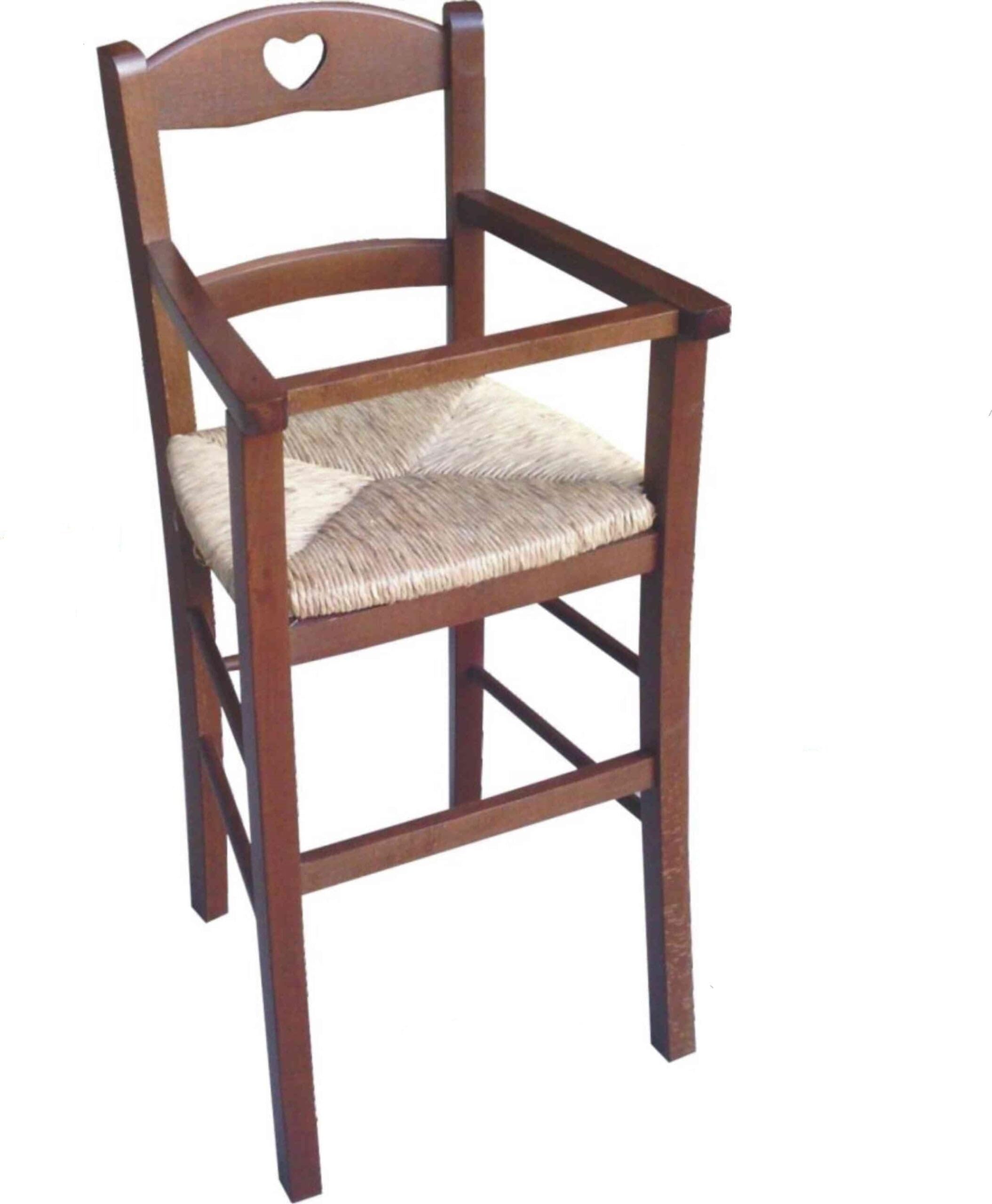 Trona de madera de nogal con protección + asiento de paja