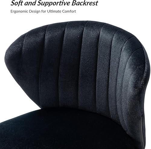 Miniatura 5 de HULALA HOME Silla de escritorio de oficina en casa con ruedas doradas, pequeña y bonita silla de tocador con respaldo para dormitorio, asiento de