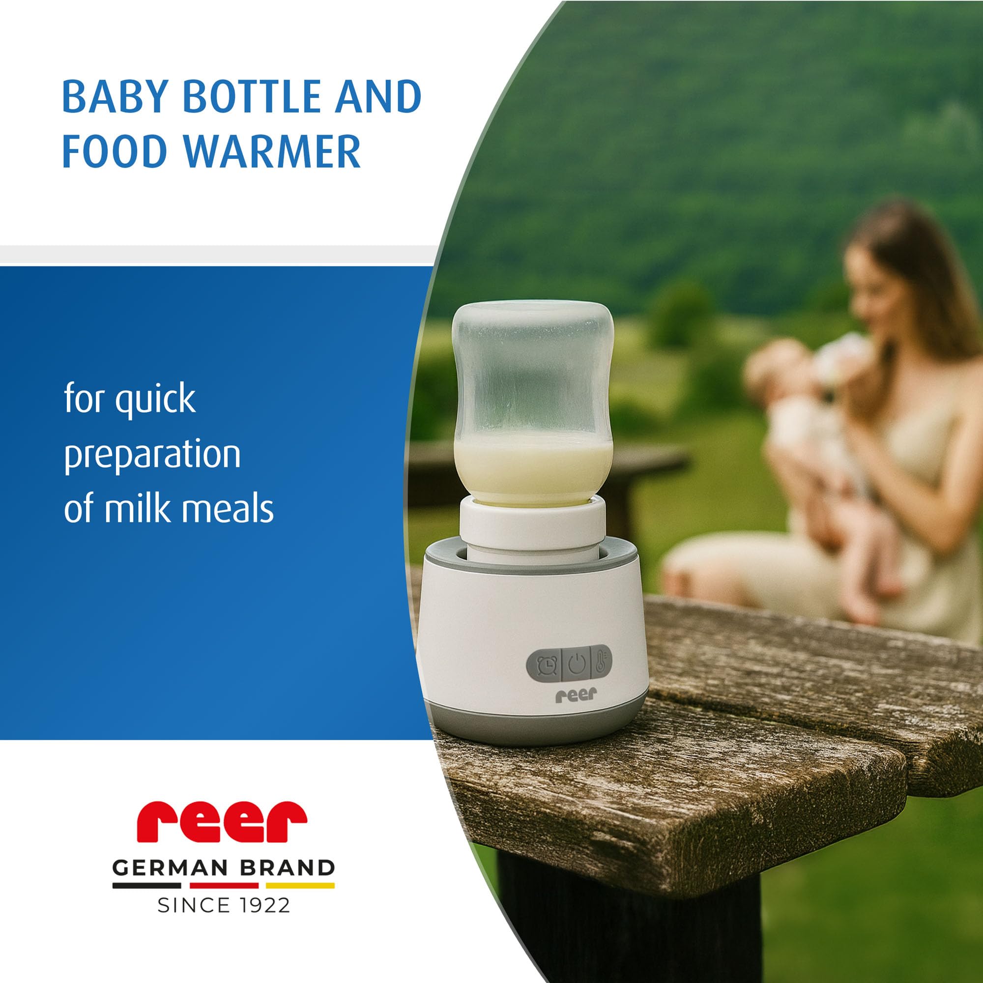 reer Heat2Go Calentador de alimentos para bebé, para uso móvil, calentador de biberones, para un calentamiento relajado sobre la marcha, compacto y portátil, equipamiento inicial para bebés