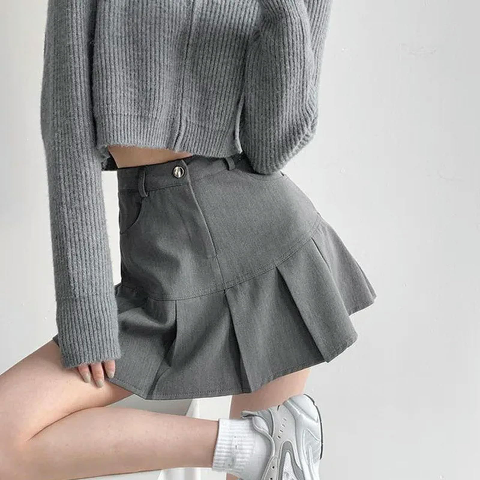 Spódnica Vintage Plisowana Spódnica Z Wysokim Stanem Kobiety College Style Mundury Mini Spódniczki Kobieta Ulica Wąska Spódnica