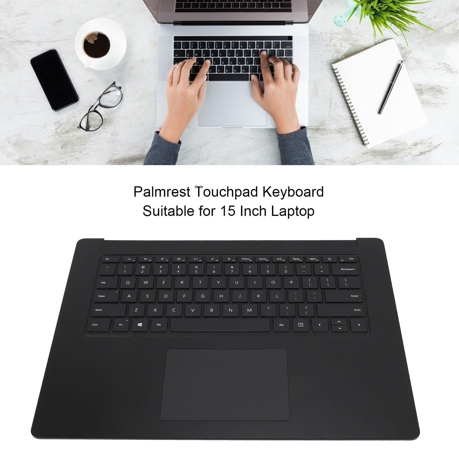 Tangxi 15-calowy Podpórka Pod Nadgarstki Laptopa dla Modelu 3 4 5 1873 Wymienna Klawiatura z Touchpadem do Użytku Domowego w Biurze (BLACK)