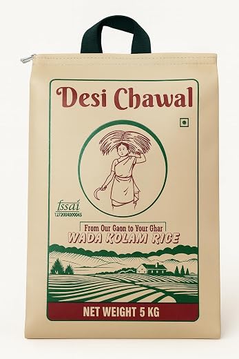 Wada Kolam Rice 10kg – Aged Unpolished Kolam Rice | Traditionally Milled | Lightweight &amp; Daily Use Rice | Direct From Farmers