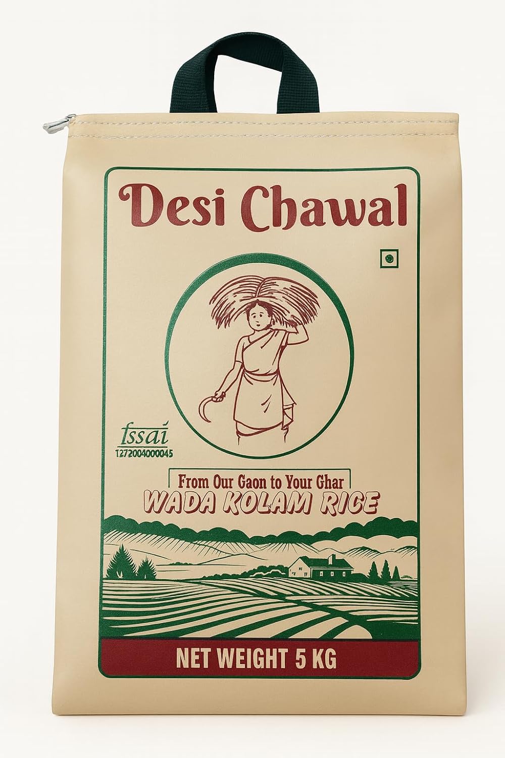 Wada Kolam Rice 10kg – Aged Unpolished Kolam Rice | Traditionally Milled | Lightweight & Daily Use Rice | Direct From Farmers