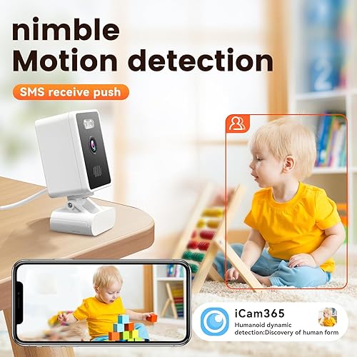 Miniatura 5 de Cámara de seguridad interior para monitor de bebé, cámara de seguridad para el hogar 1080P con audio de 2 vías, detección de movimiento,