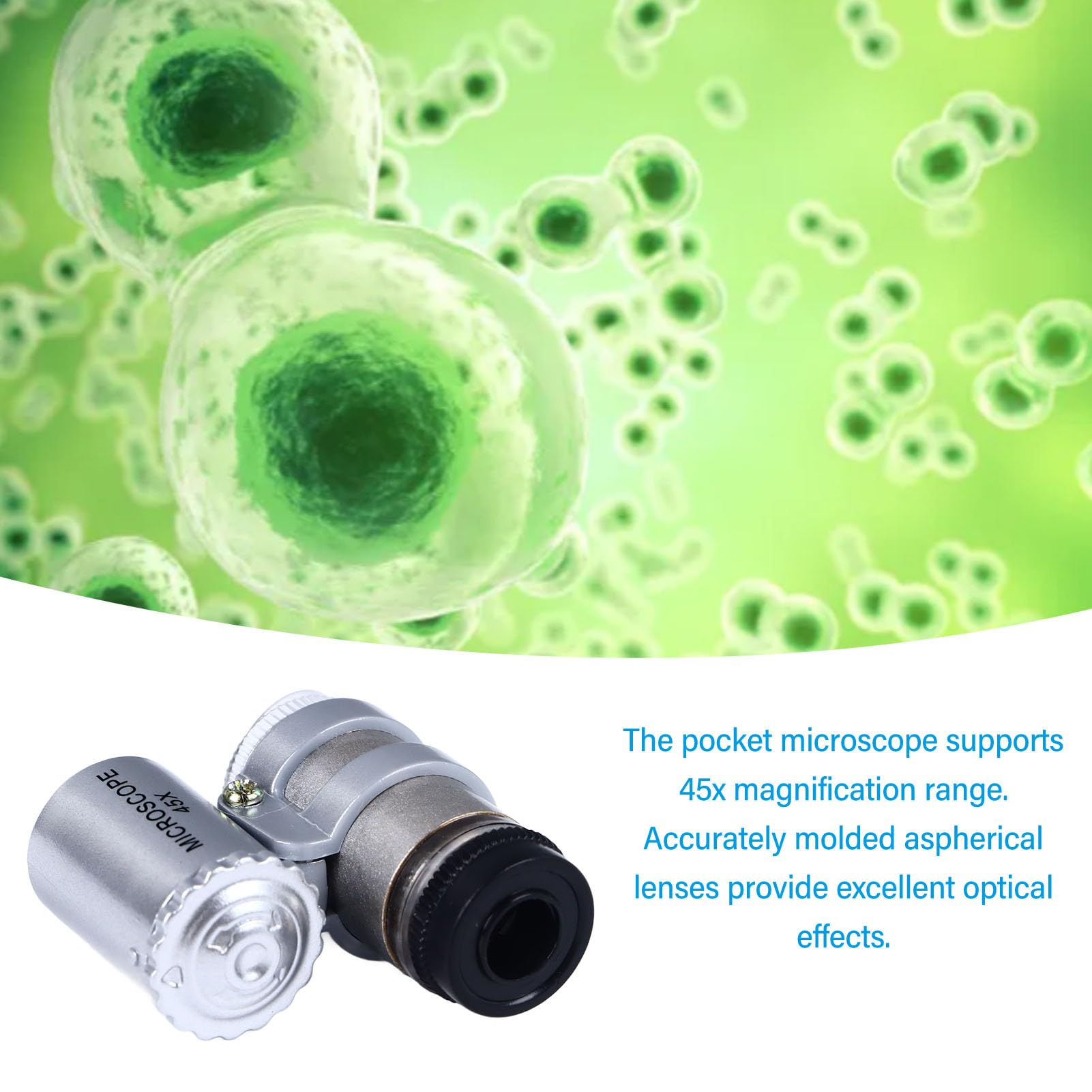 Microscopio del Telefono Attacco per Lente D'ingrandimento per Microscopio per Fotocamera del Telefono 45X con 2 LED per Ispezione