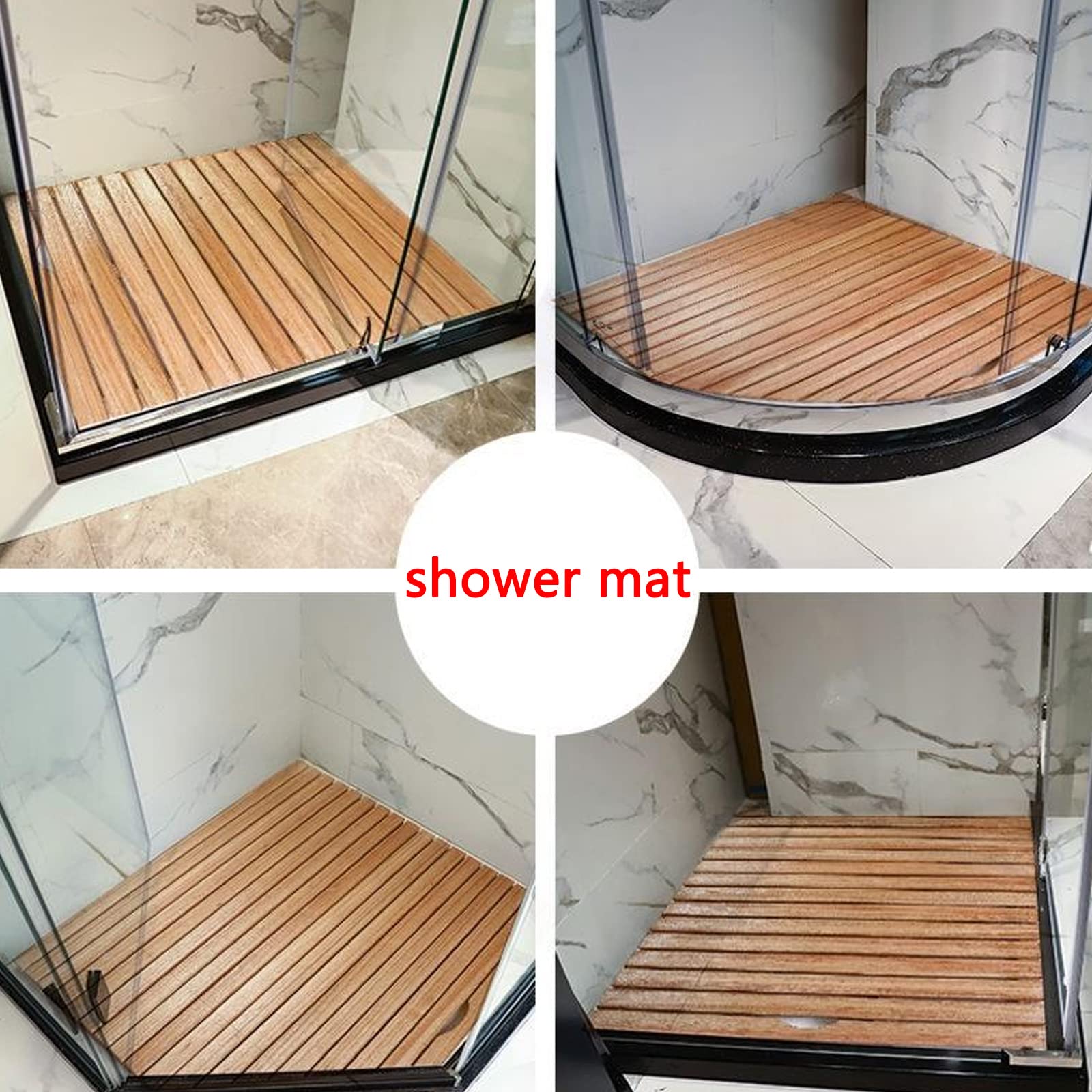 Pedana Doccia in Legno Ecologici,per Tappetino Doccia per Bagno e Cucina,Tappeto Antiscivolo Doccia Multifunzionale,Facile da Riporre,per Spa/Sauna,Uso Interno/Esterno (60x40cm/24x15.7in)
